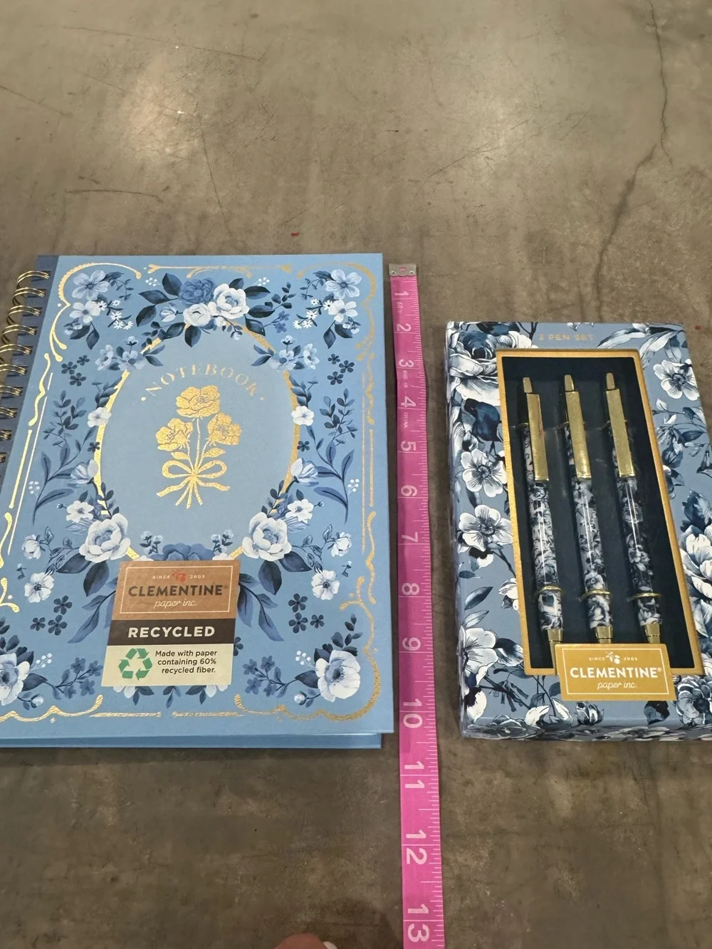 Floral lined spiral notebook& 3 Ballpoint Pen w/ black ink beautiful gift set